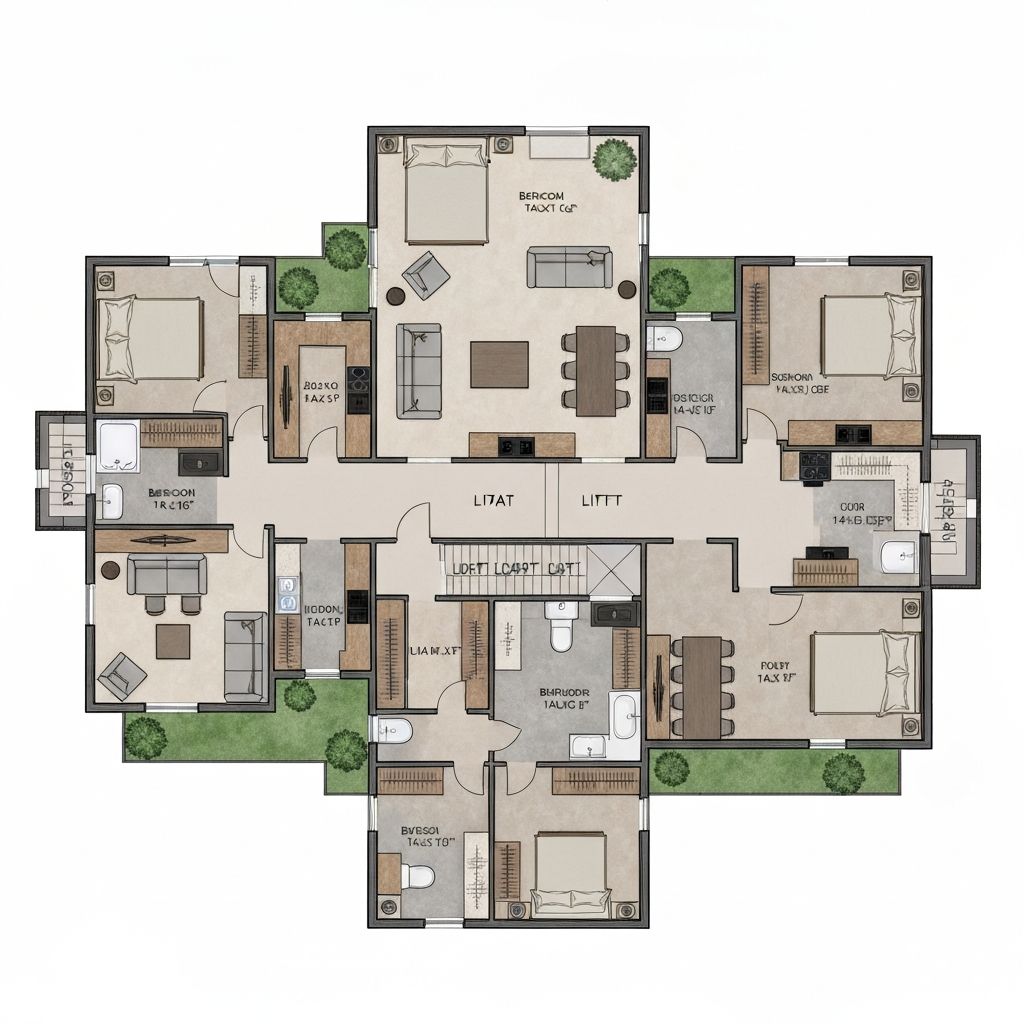 3rd floor plan with one-bedroom apartments